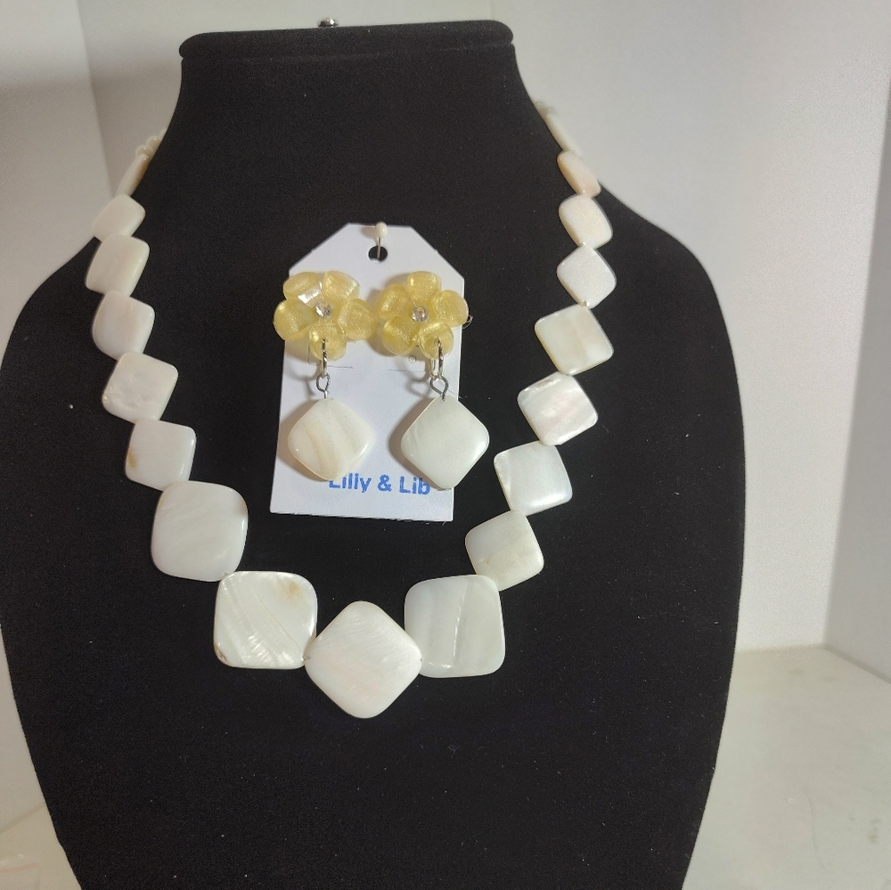 White Necklace and Earring Set